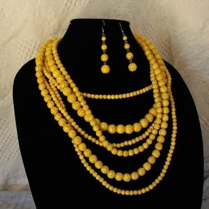 Layered Yellow Howlite Beads Dangle Jewelry